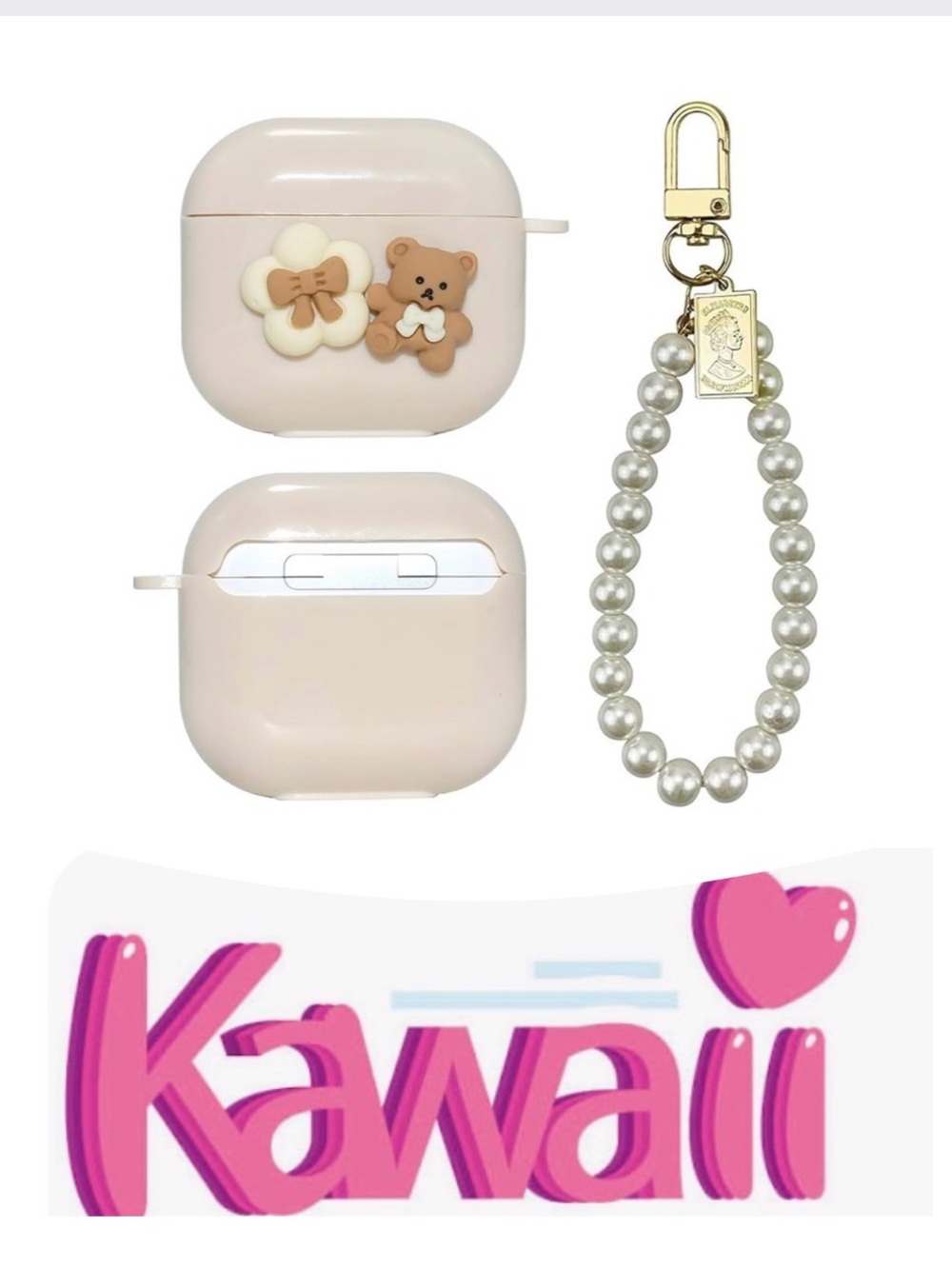 Kawaii Flower Bear Design AirPods 4 Case Cover